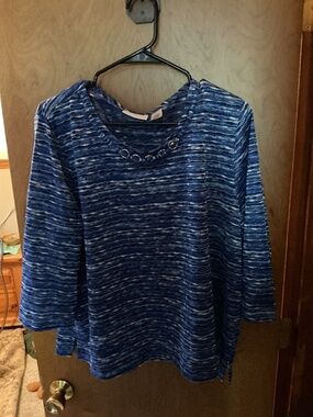 Alfred Dunner Black, White & Royal Sweater